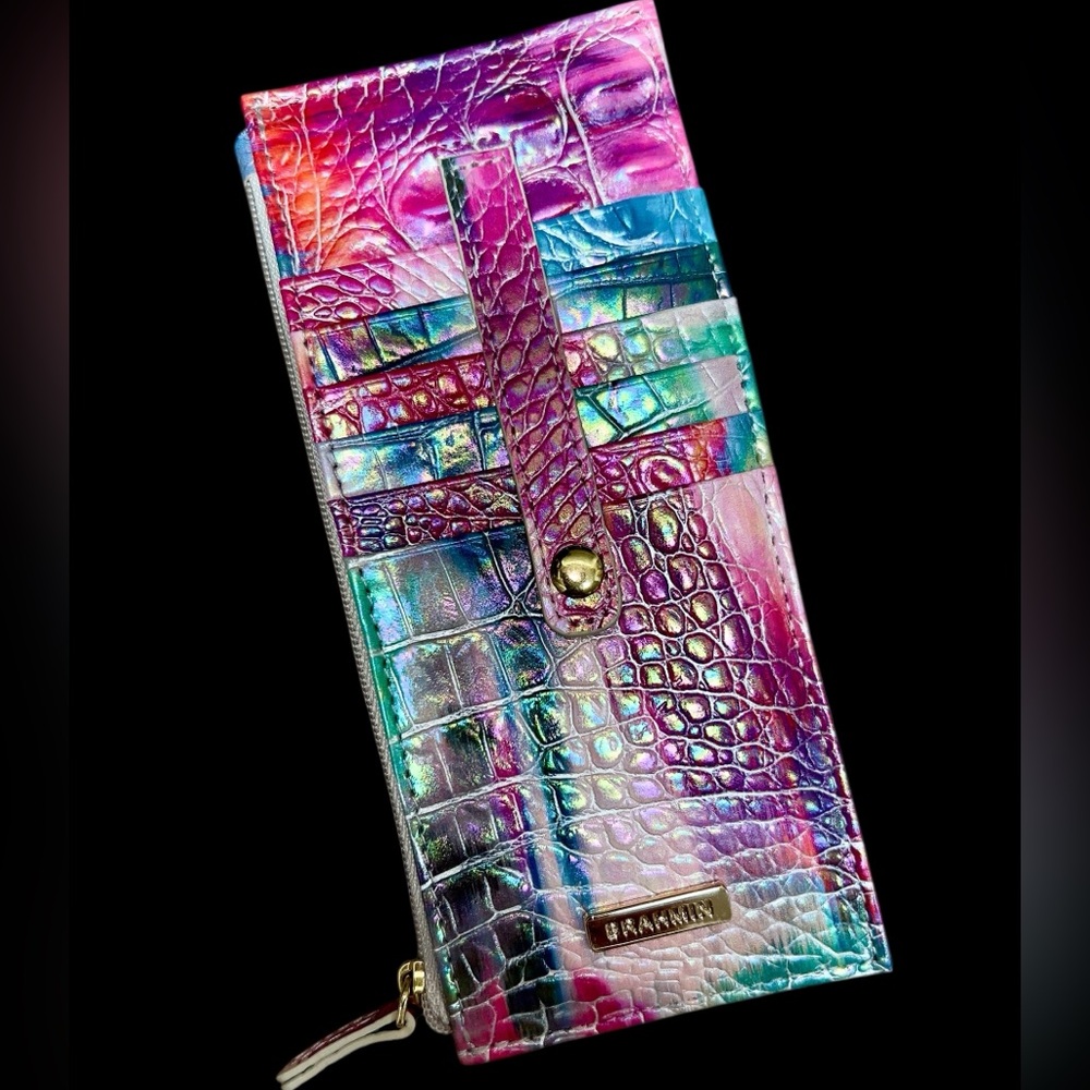 SOLD New Brahmin Leather Credit Card Holder Wallet, Impression Melbourne